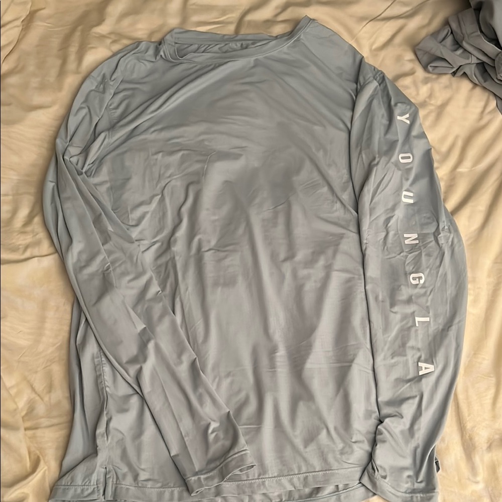 YoungLA Men's Blue Light Gray Long Sleeve Shirt